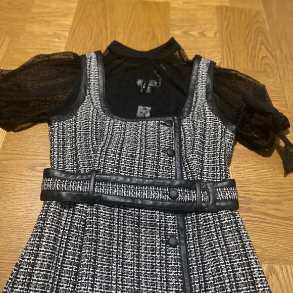 NWT Anthropologie Maeve Black Tweed Overall Dress Sz 4 - Picture 2 of 3